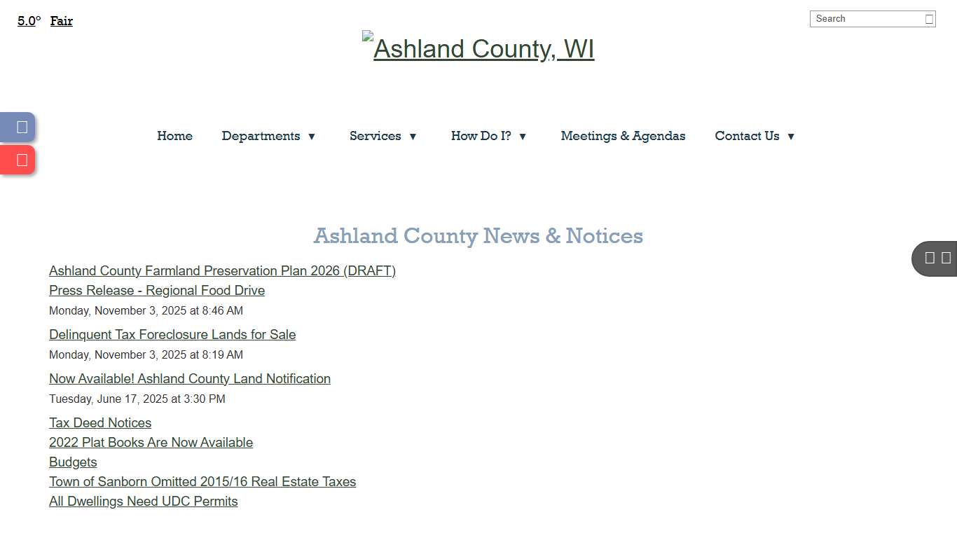 News - Ashland County, WI